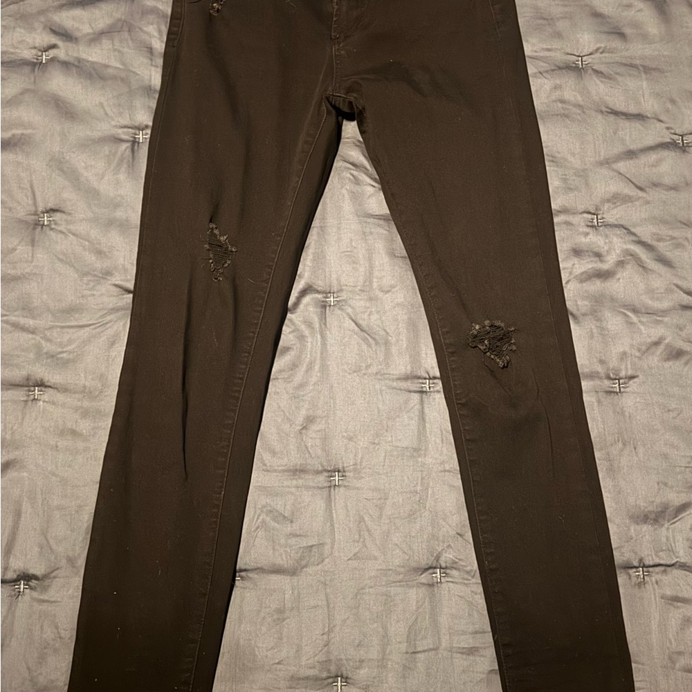 Distressed Skinny Jeans - black